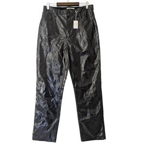 Abercrombie & Fitch 90s Straight Ultra High Rise Vegan Leather Pants Black 31/12